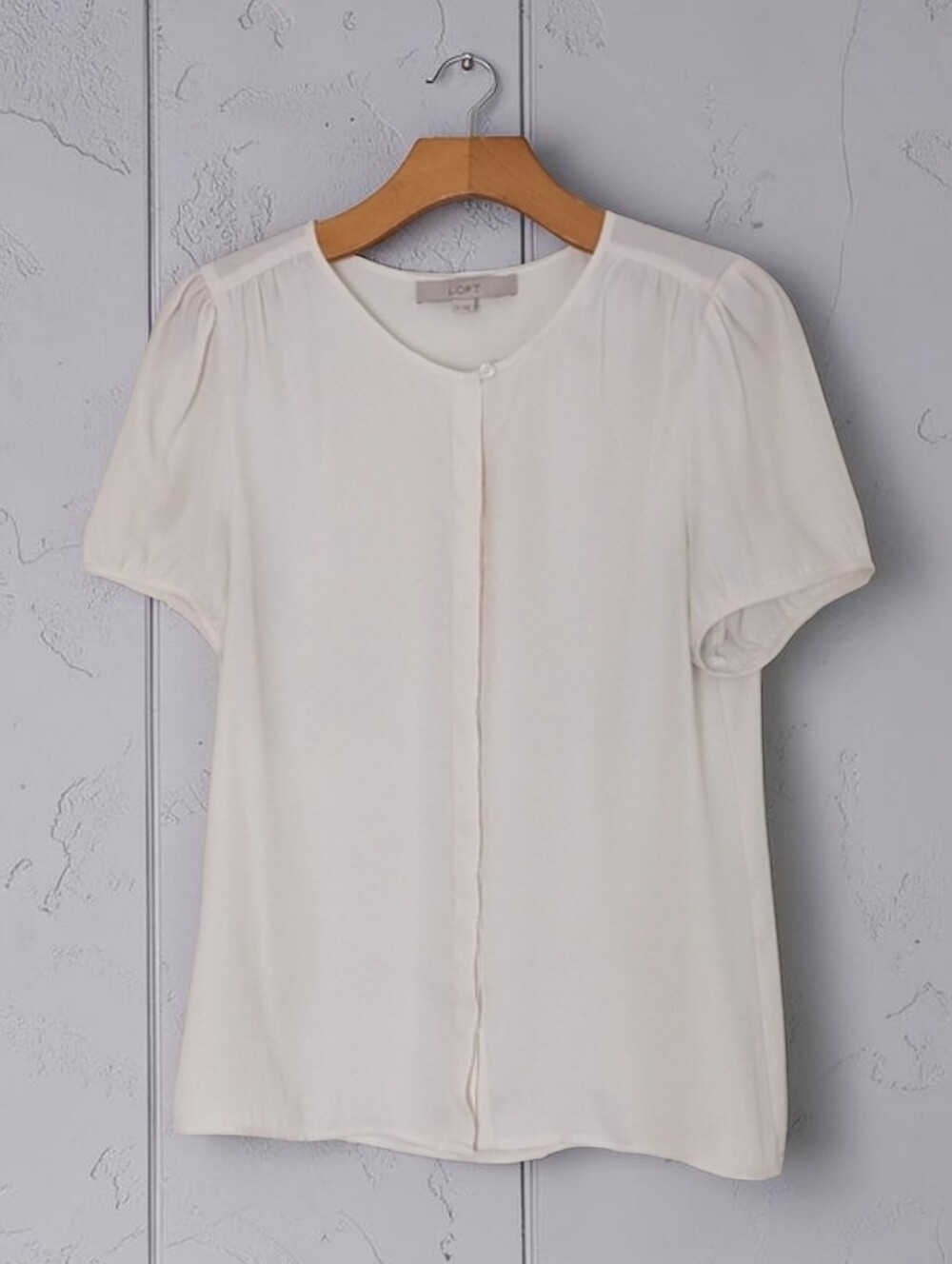 LOFT Button Front Top With Short Sleeves